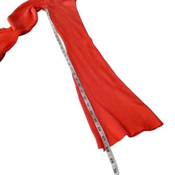 Art Class Womens Ribbed Flare Pants M Polyester Rayon Red• Lay flat to dry - Picture 7 of 10